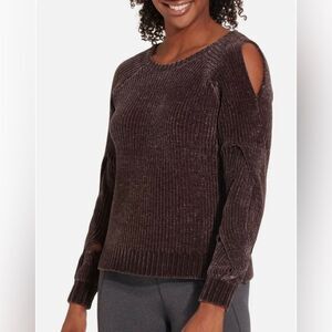 Calia by Carrie Underwood Chenille Braided Purple Sweater